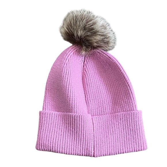 Pink Steve Madden Winter Knit Hat With Pom Pom - Picture 5 of 5